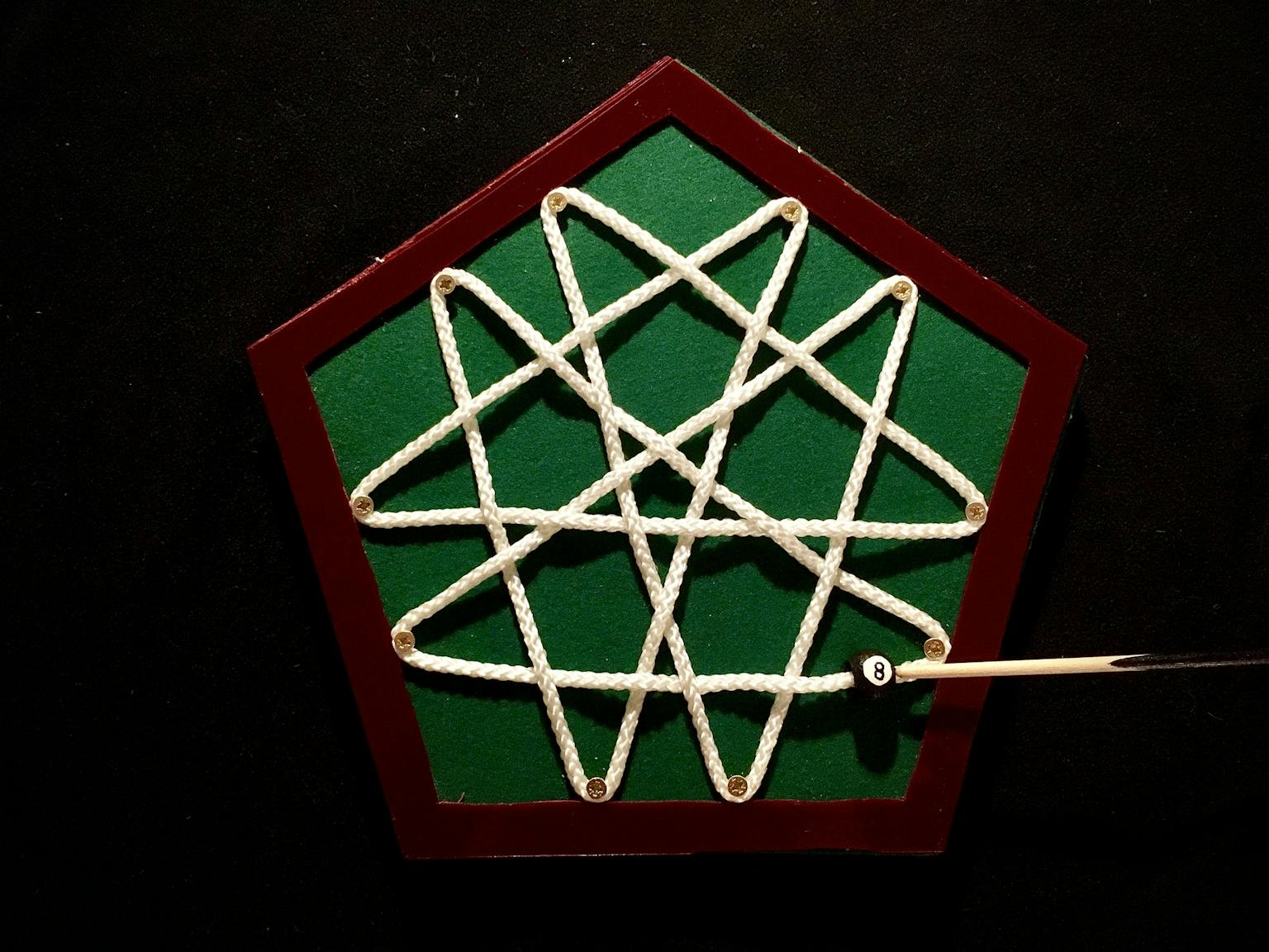 Image for entry 'A Celtic-knotted periodic path on a pentagon billiard table'