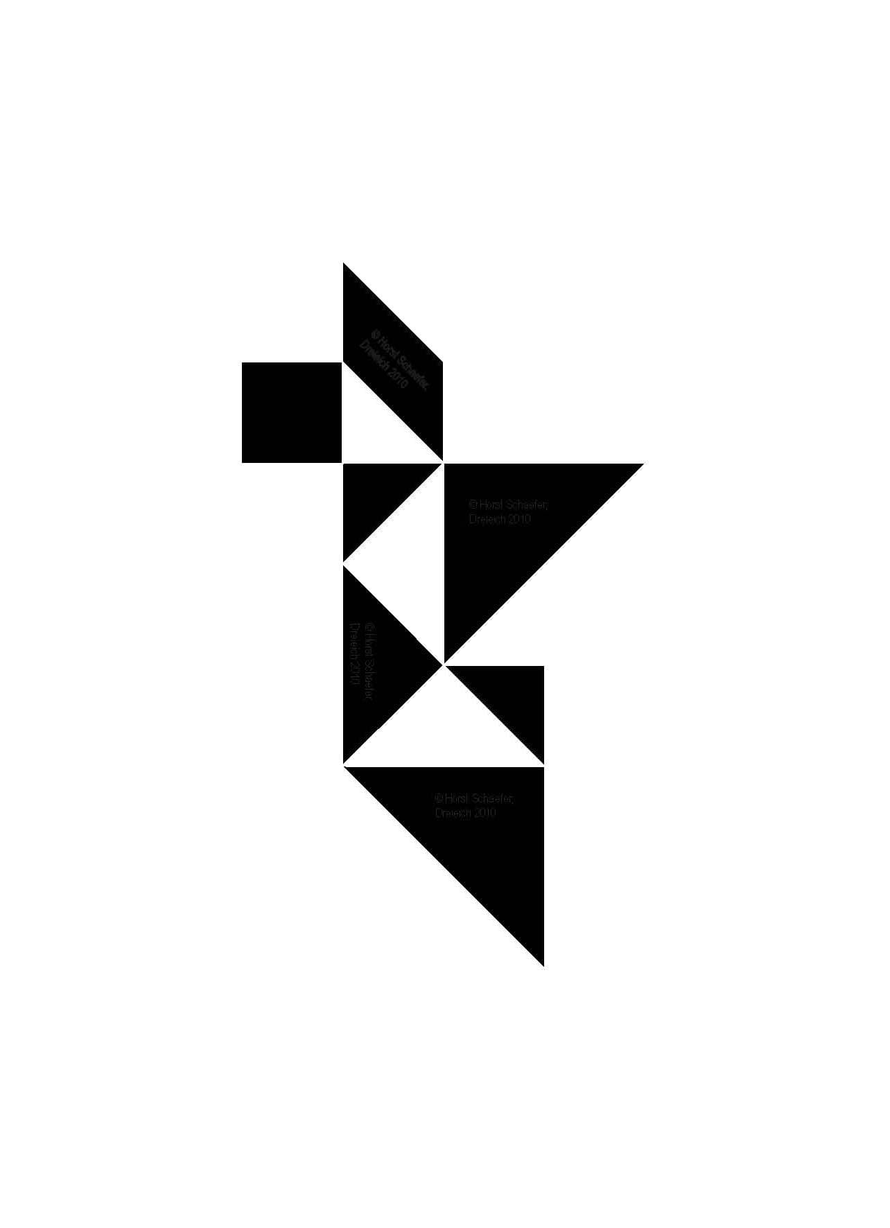 Image for entry 'Rule and Form - Rule 06 - Corner are touching each other, in the space in between iscosceles, right-angled triangles arise.'