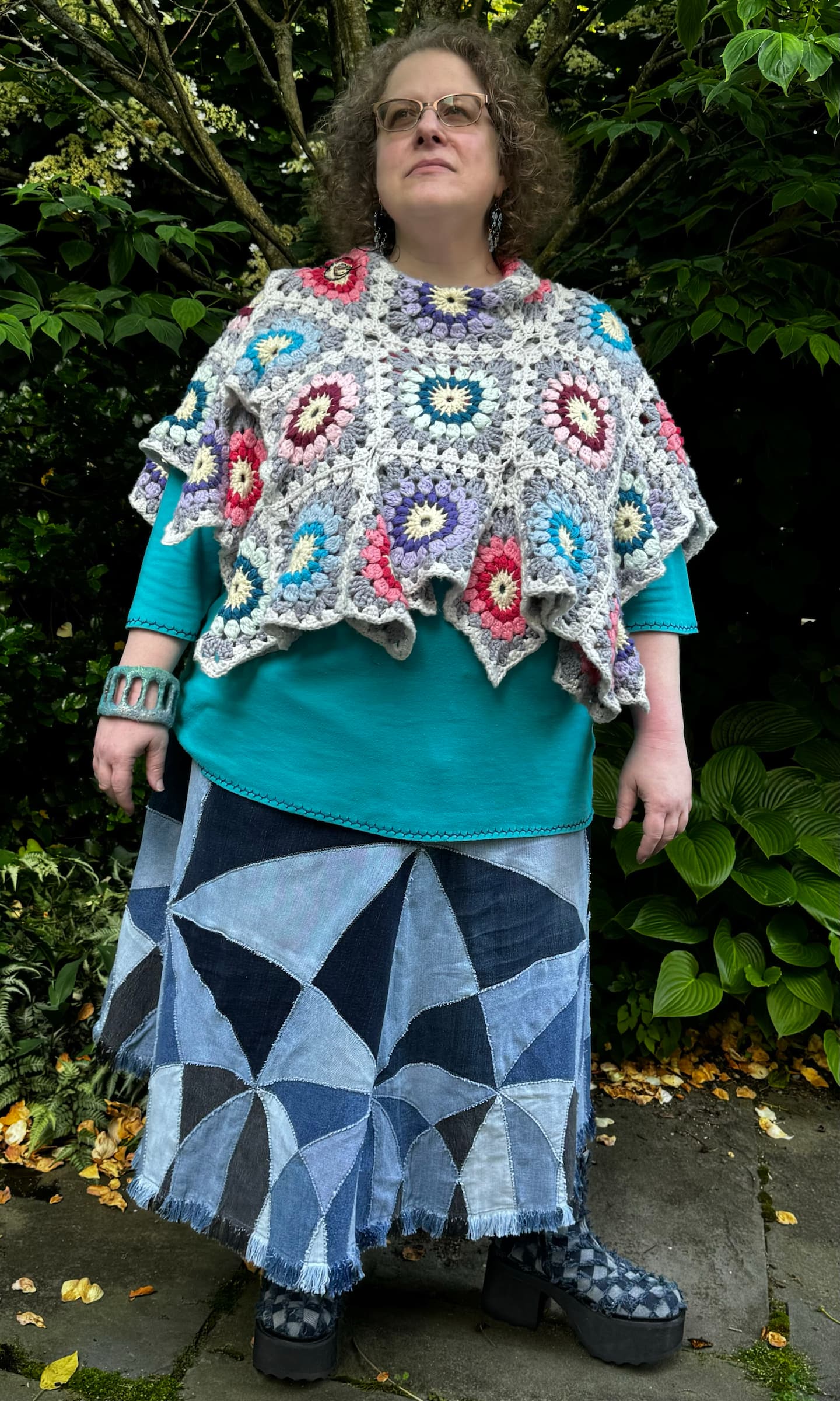 Image for look 'Five-Square Shawl, Poincaré Denim'