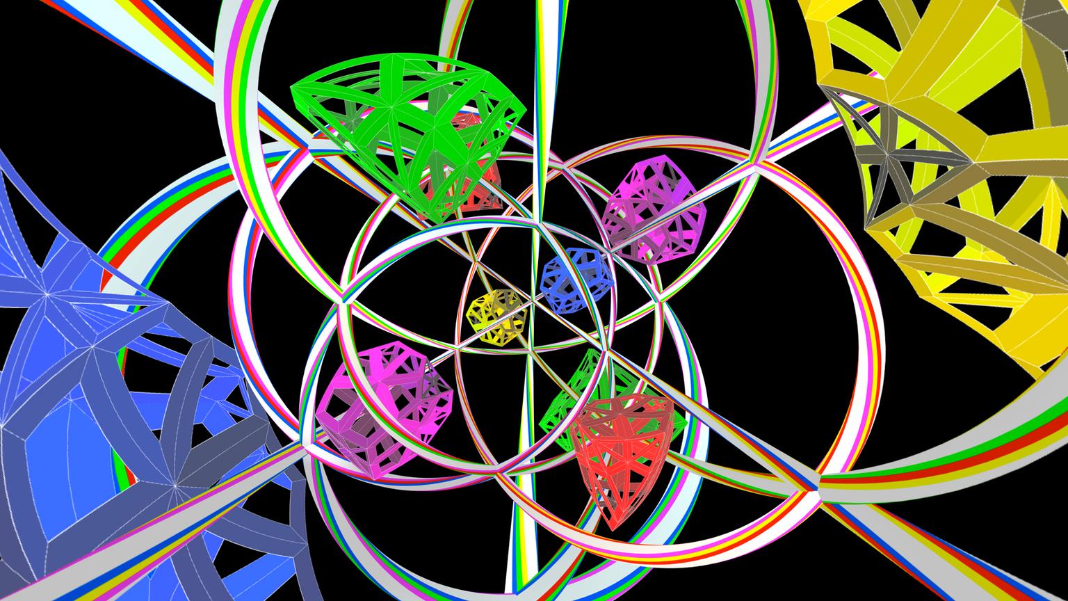 Image for entry 'View of the 10-cell in the 3-sphere, with peripheral symmetry axes'