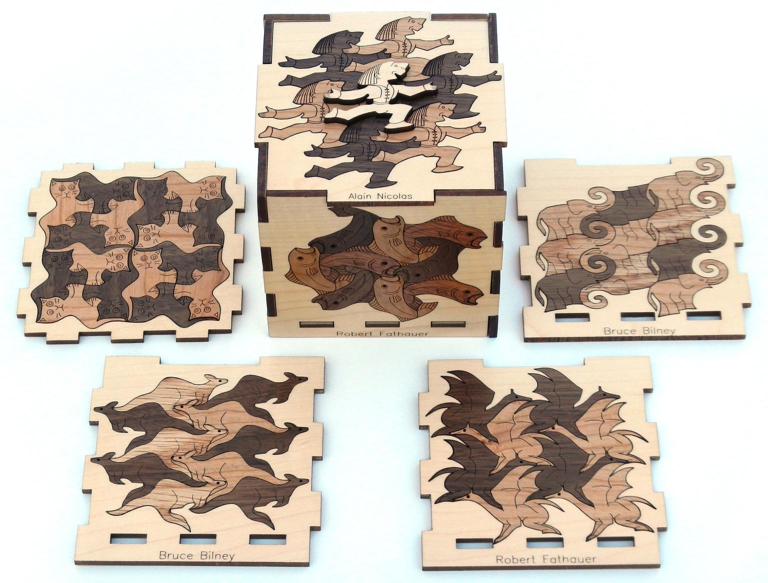 Image for entry 'Inlaid Wooden Box of Tessellations by Bruce Bilney, Robert Fathauer, and Alain Nicolas'