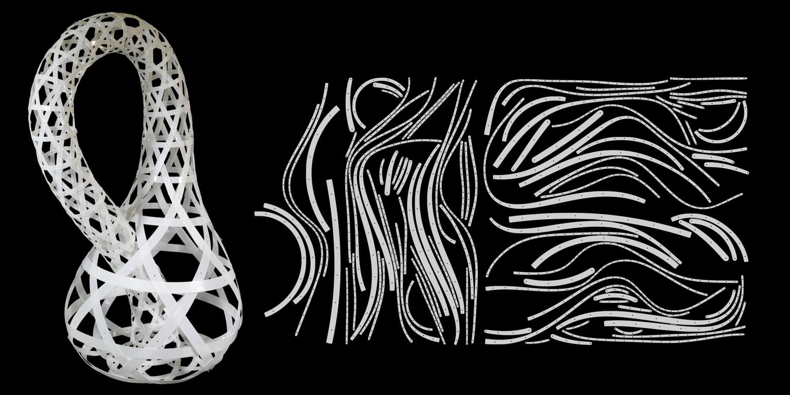 Image for entry '3D Klein bottle woven with curved ribbons'