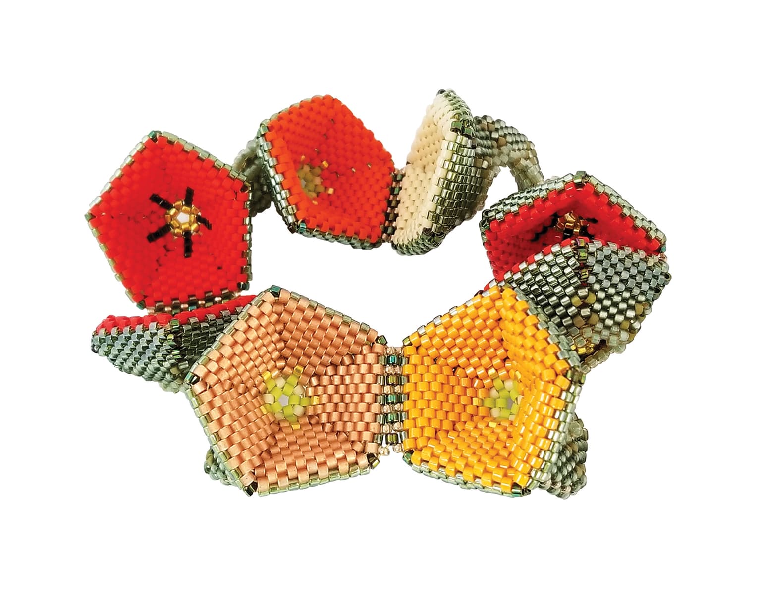 Image for Poppy Cycle Neckpiece and Bangle, Cascading Overdress of Flowers and Pollinators
