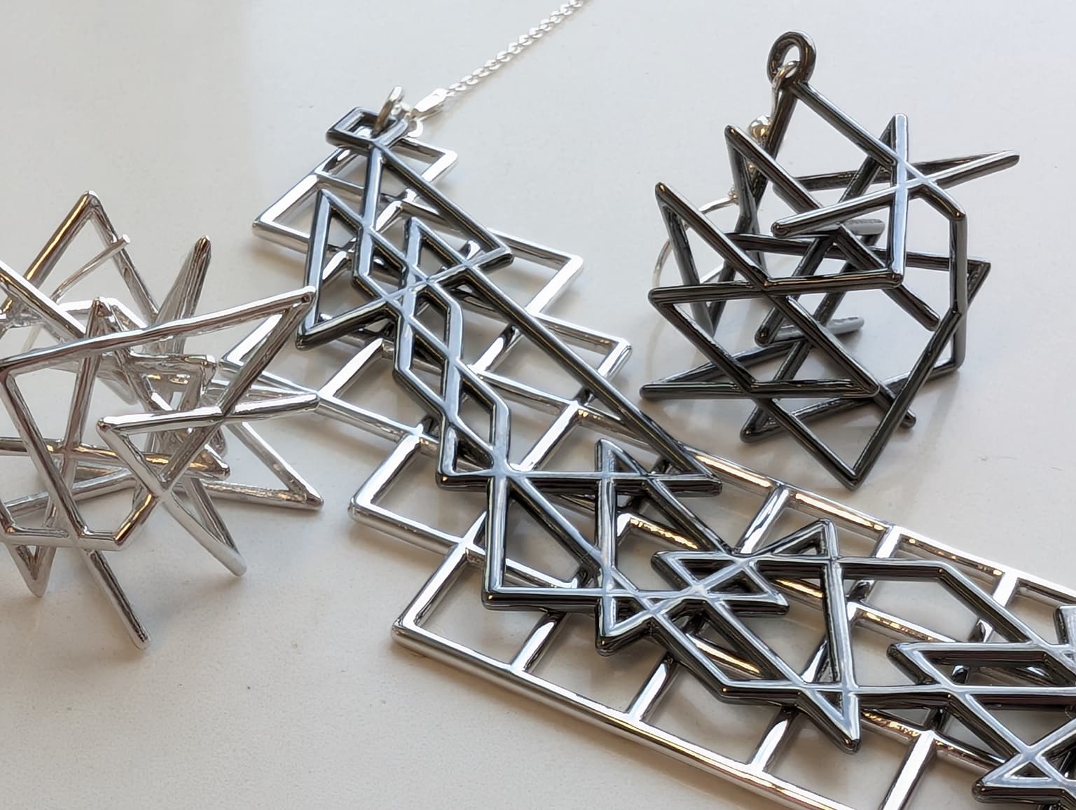 Image for look 'Chessboard Necklace, Knight's tour cube earrings'