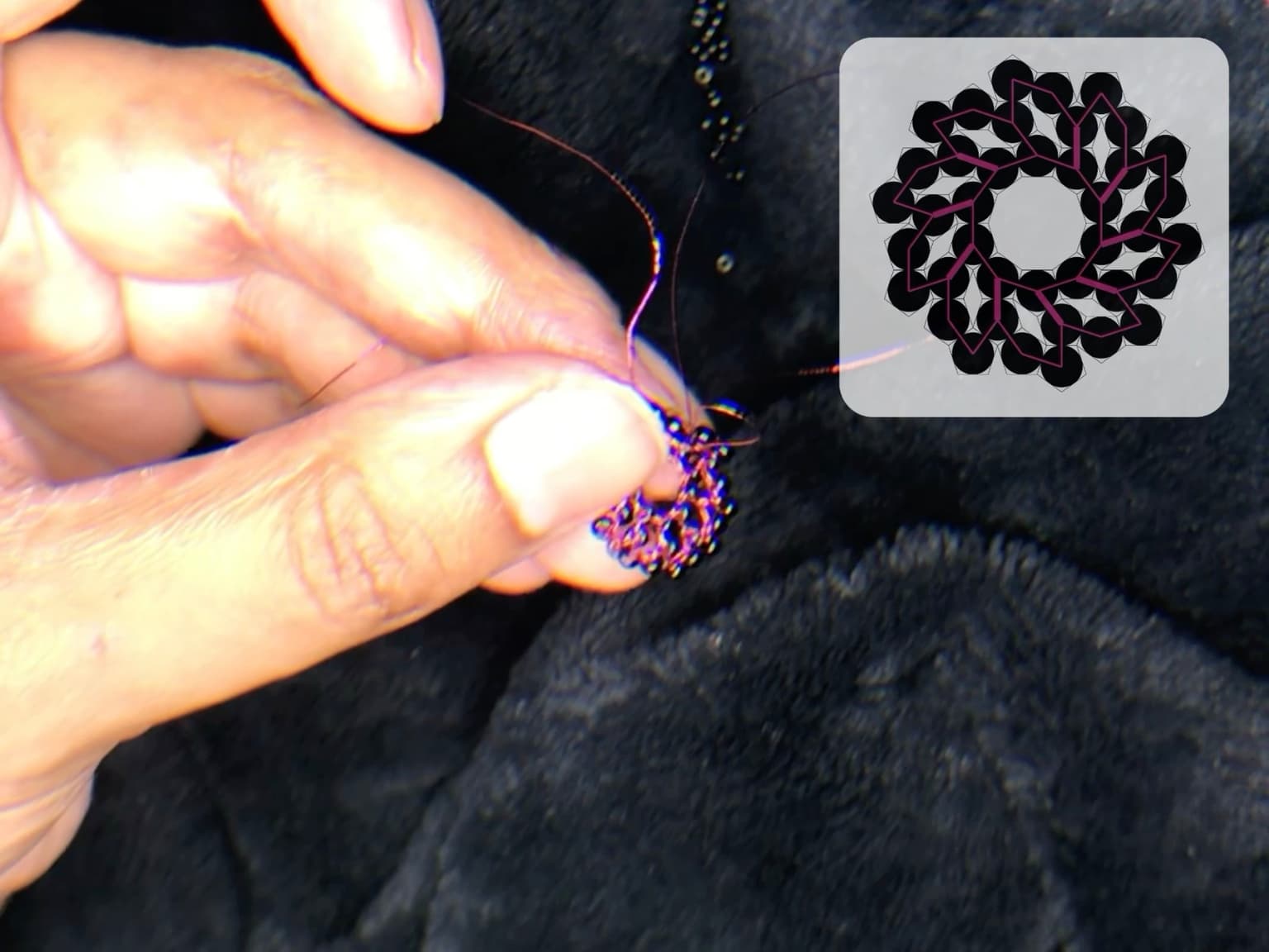 Image for entry 'Approximating Edge-Touching Regular Polygon Patterns Using Crocheted Bead Lace: Demonstration of Method (2025 update)'