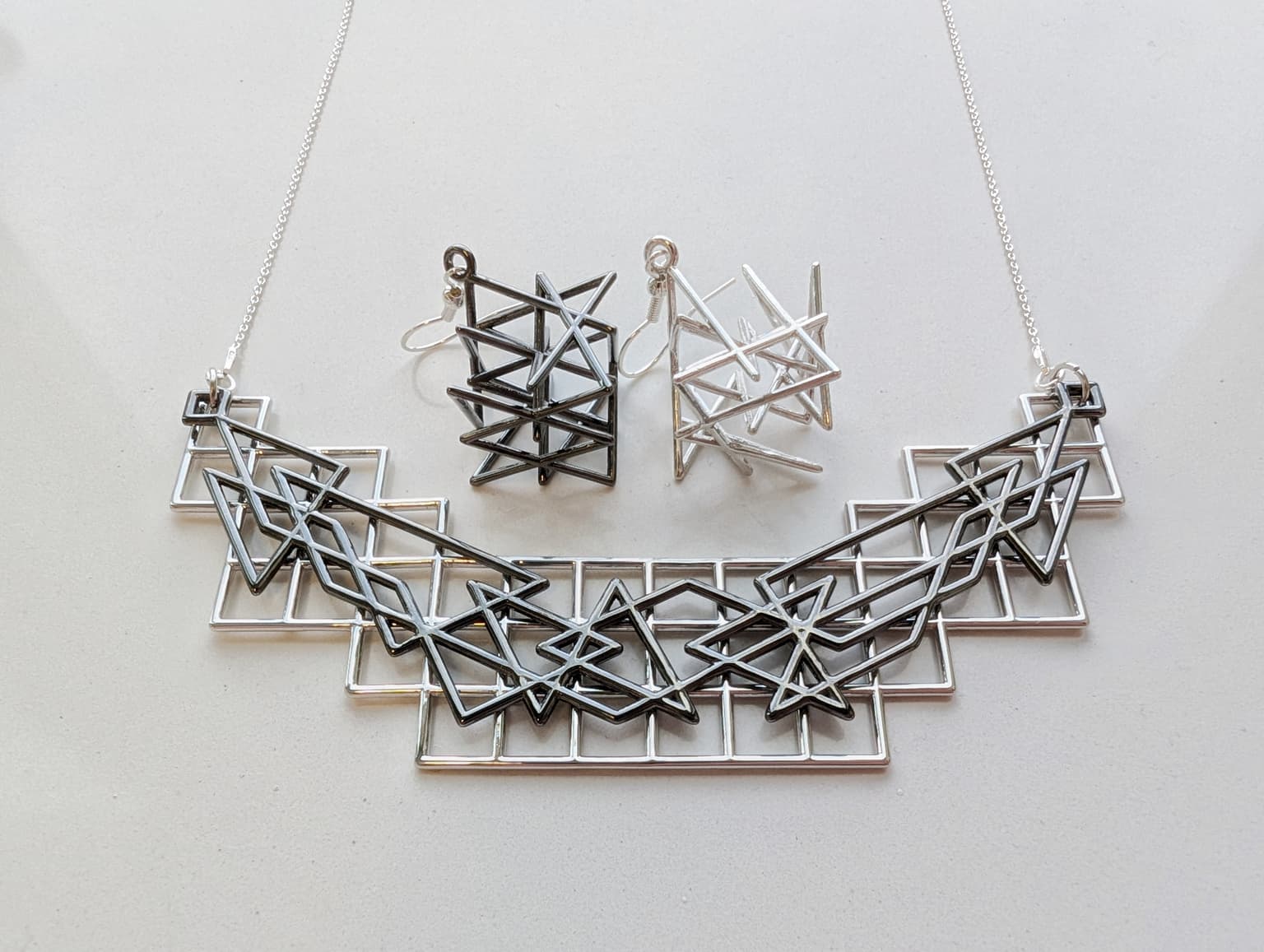 Image for look 'Chessboard Necklace, Knight's tour cube earrings'