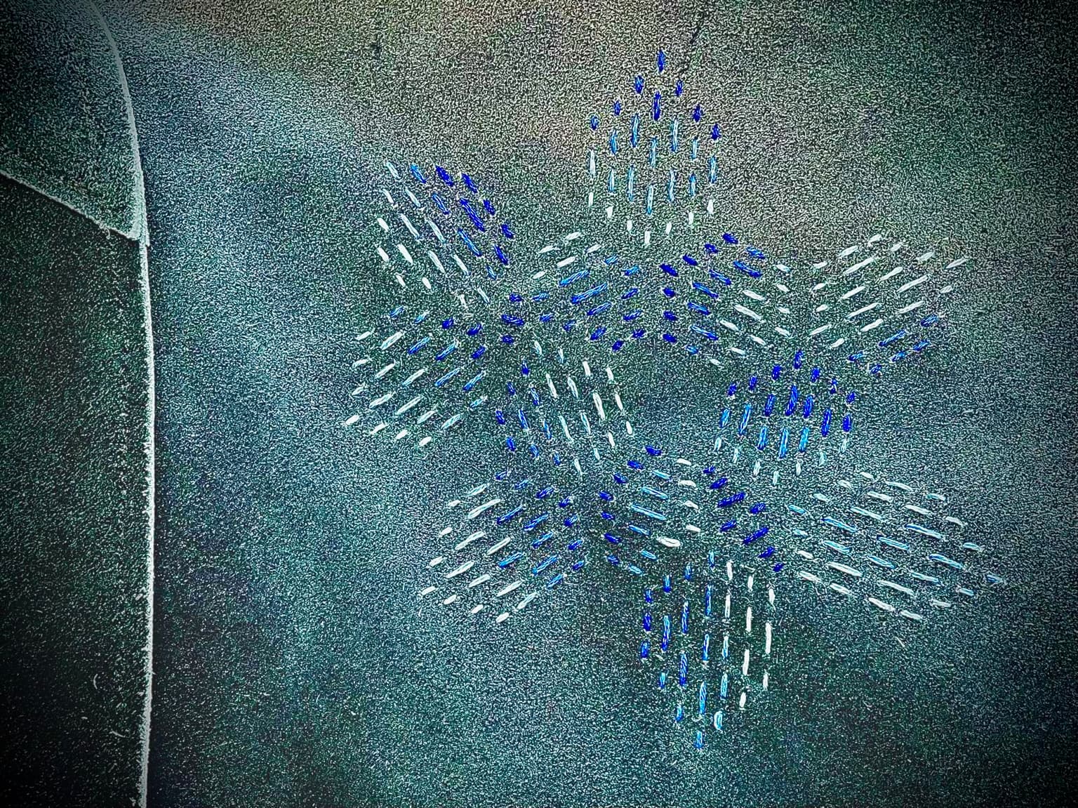Image for look '“Rethinking Voronoi Aesthetics through Sashiko Embroidery on a Leather Kimono” Designers: Nami Levy & Troy Nachtigall'