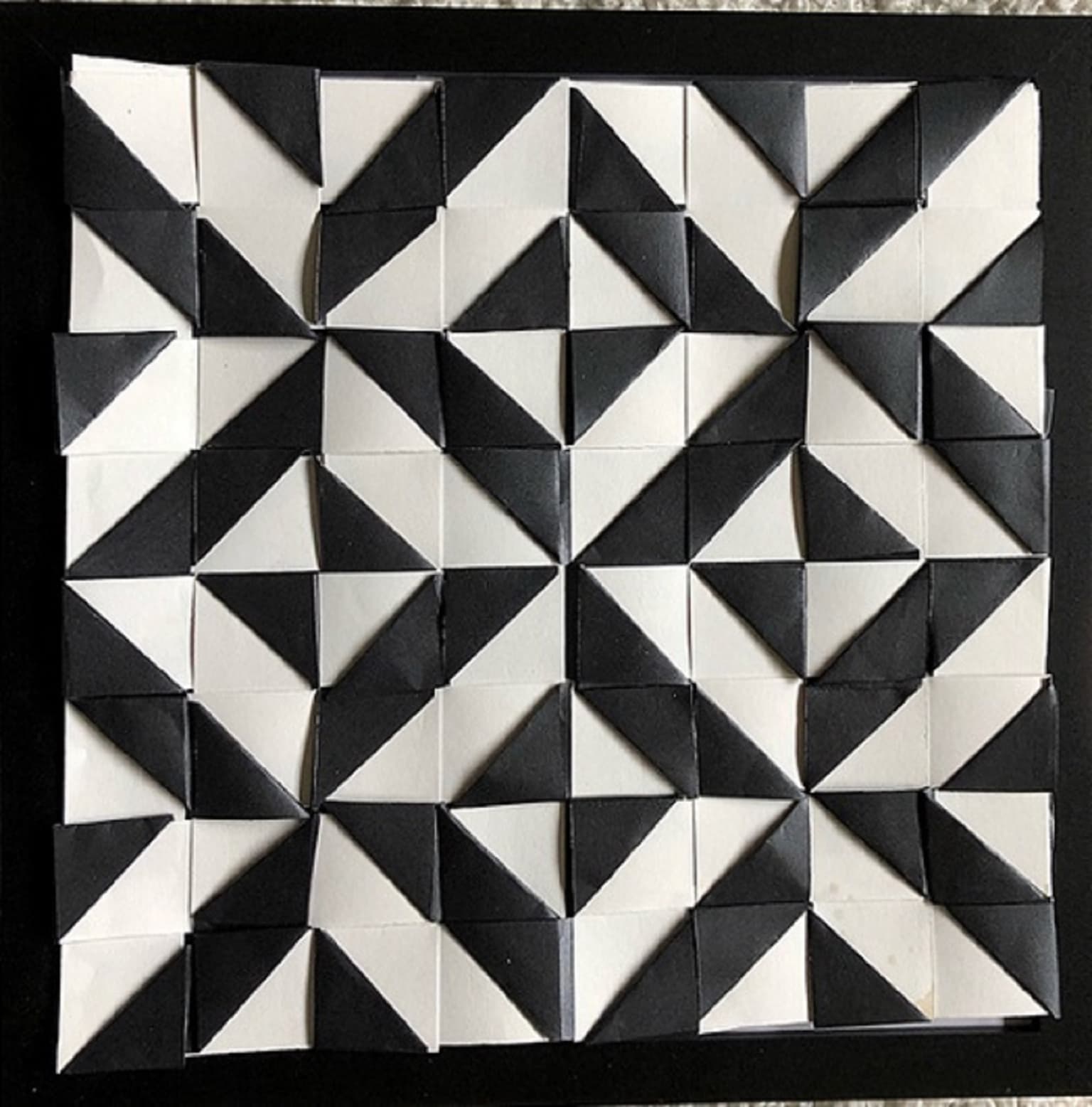 Image for entry 'Truchet 1  Tiled Origami Quilt on a Woven Paper Mat'