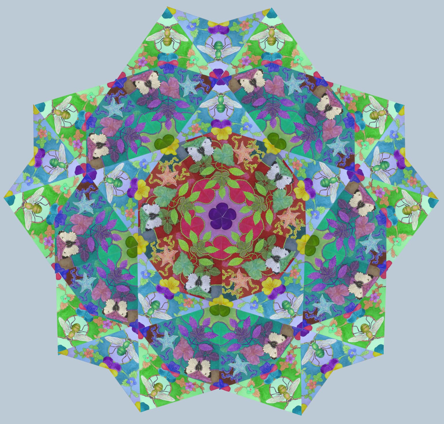 Image for entry 'Penrose Tiling with Cabbage White, Heartsease, Elder and Starfish'