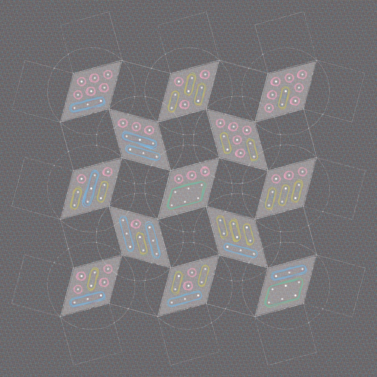 Image for entry 'Jaunty Rhombi (rhombus-9, skew-symmetric)'