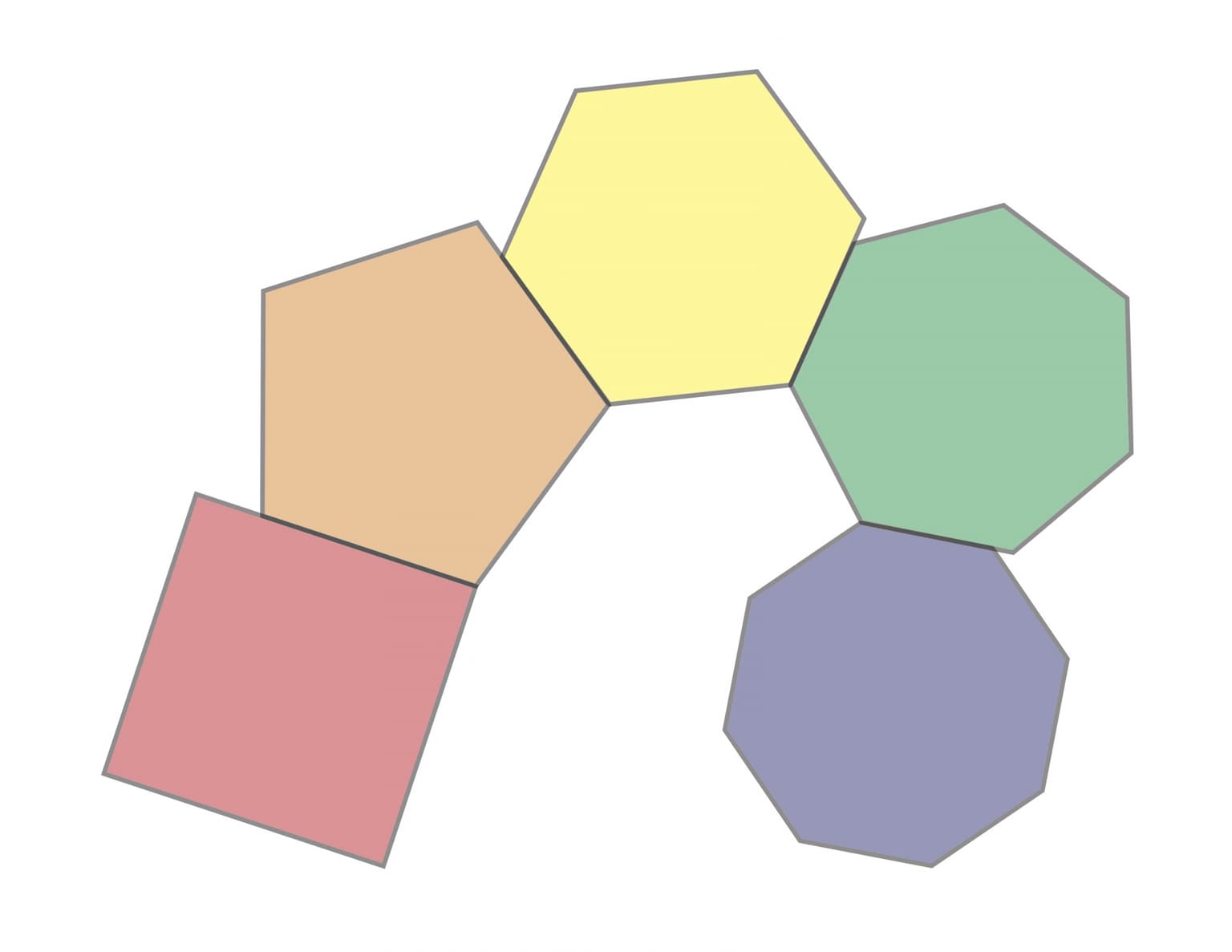 Image for entry '4 Through 8 Sided Polygons in Rainbow Colors'