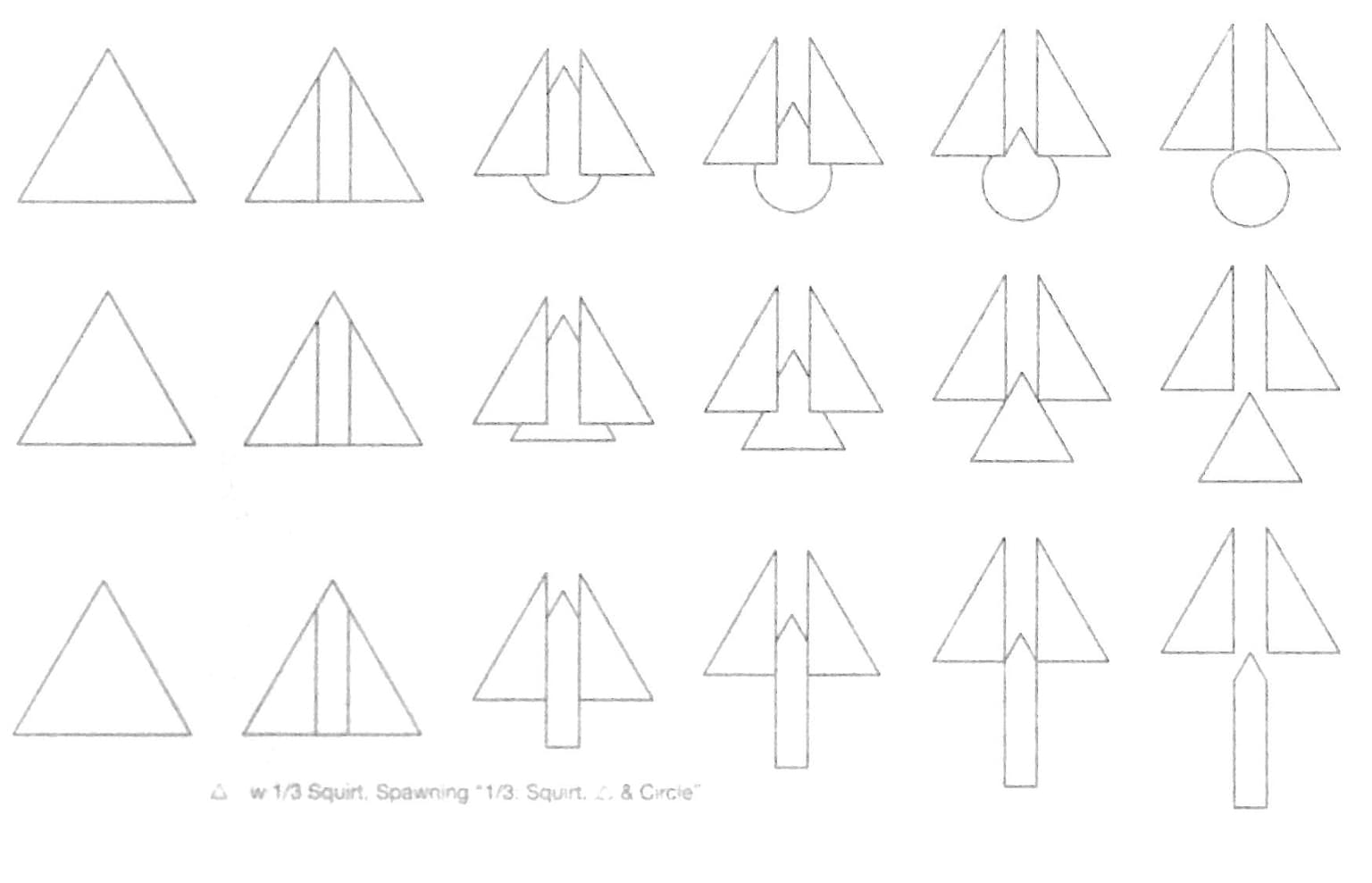 Image for Triangle with ⅓ Center Squirt Spawning ⅓ Squirt, Full Triangle and Circle