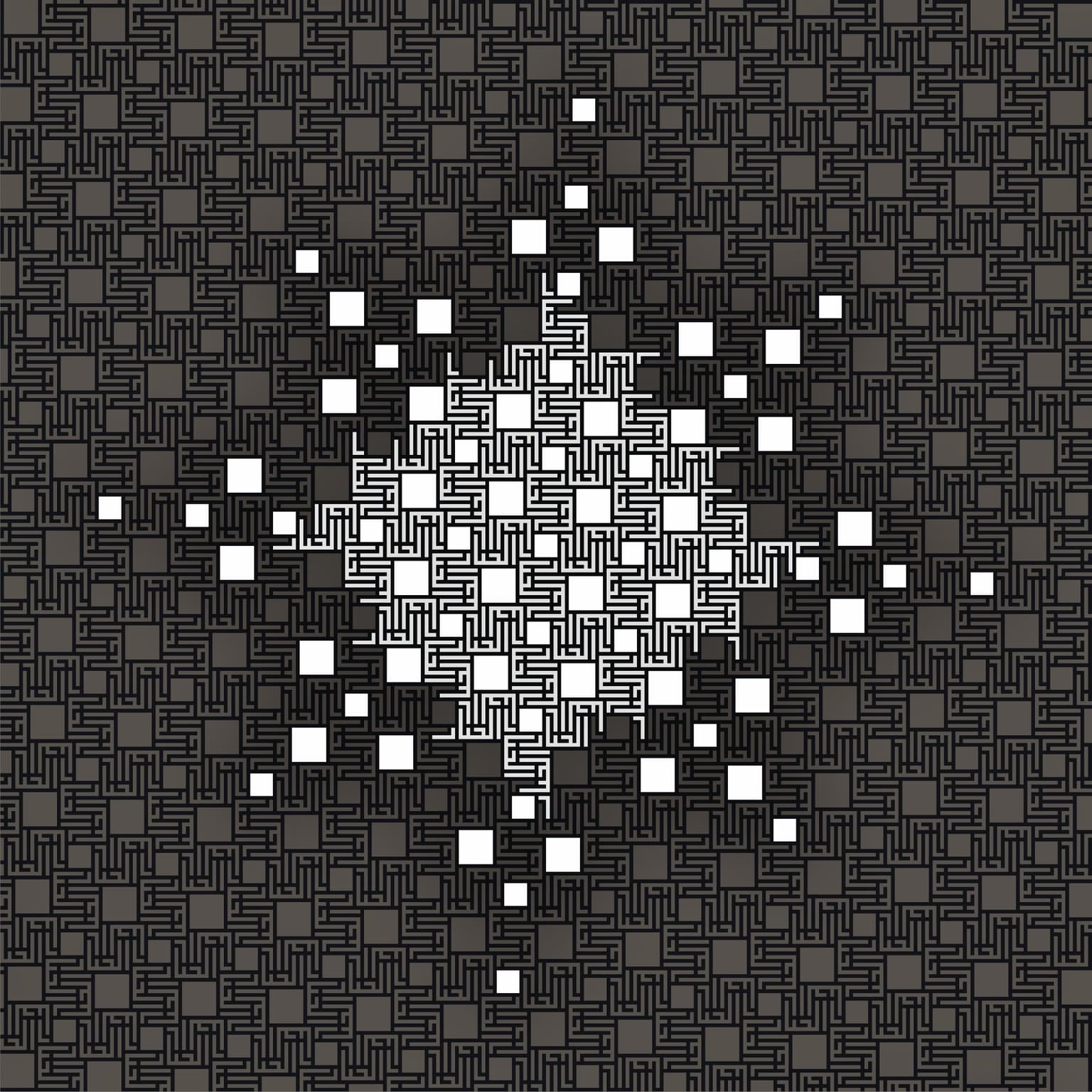 Image for entry 'White Snowflake - Al Jabbaar, The Irresistible (Islamic calligraphic tessellation)'