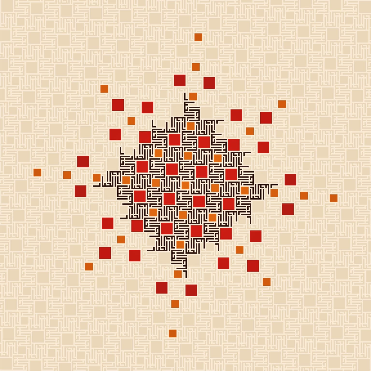 Image for entry 'Red Star - Al Jabbaar, The Irresistible (Islamic calligraphic tessellation)'